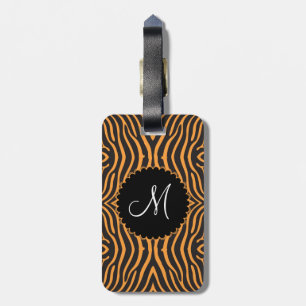 Étiquette À Bagage Modèle Zèbre Noir & Orange Customisé