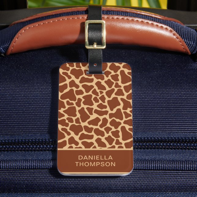 Étiquette À Bagage Modern Chic Wildlife Giraffe Imprimer Motif Voyage (Insitu Rectoal 2)