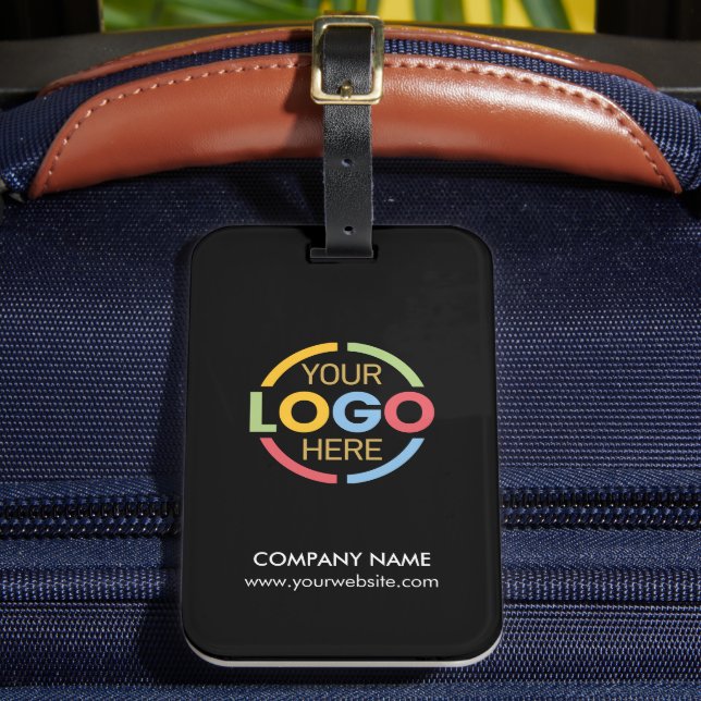 Étiquette À Bagage Modern Minimal Black Business Logo Employee Travel (Insitu Rectoal 2)