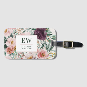 Étiquette À Bagage Moderne aquarelle florale élégant 
