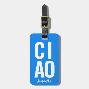 Étiquette À Bagage Moderne Cute Funny Bold Ciao Neon Blue