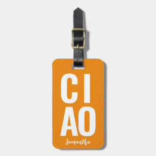 Étiquette À Bagage Moderne Cute Funny Bold Ciao Neon Orange