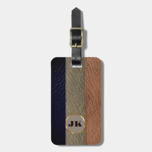 Étiquette À Bagage Moderne Elegant Argent Métallique monogrammé Nom L