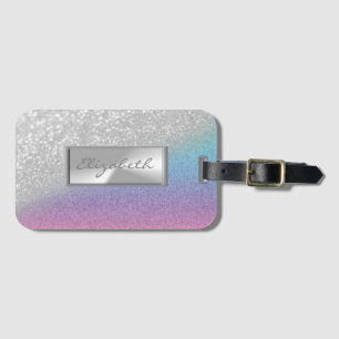 Étiquette À Bagage Moderne Élégant Féminin Pailleté Bokeh Ombre, Cadr