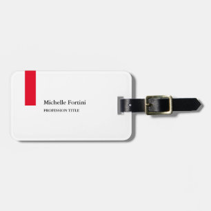 Étiquette À Bagage Moderne élégant minimaliste Plaine Rouge Blanc