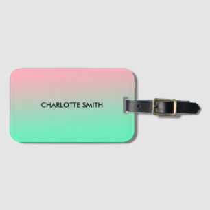 Étiquette À Bagage Moderne, élégant, rose et vert