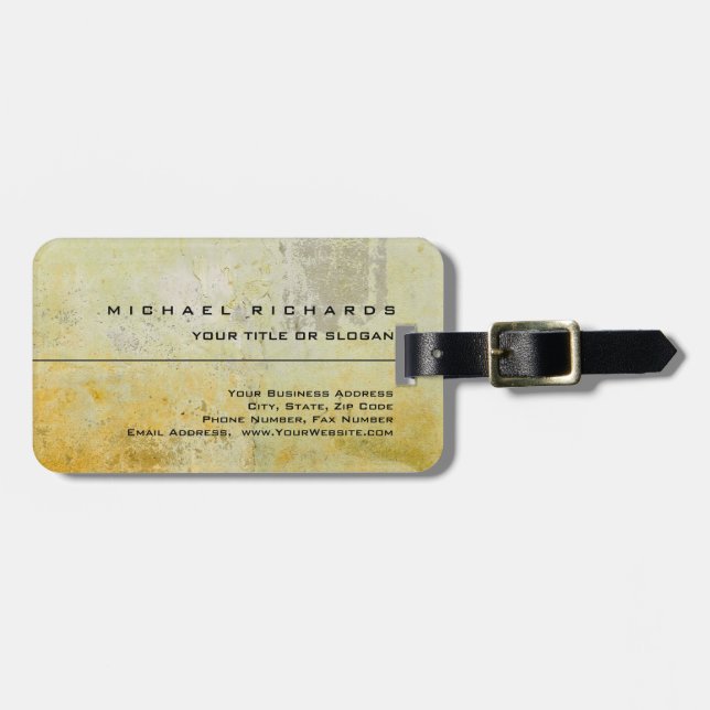 Étiquette À Bagage Moderne Élégant Unique Plain Mortier Mur Jaune (Devant horizontal)
