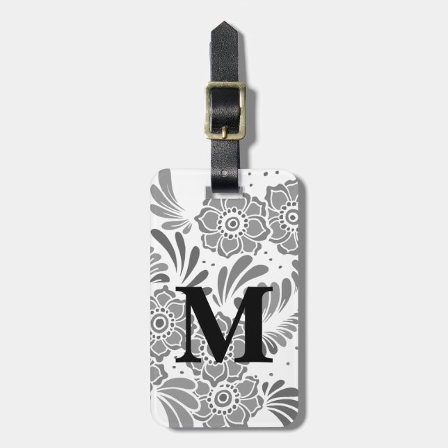 Étiquette À Bagage Moderne Élégant Voyage Girly élégant chic Monogram (Devant Vertical)