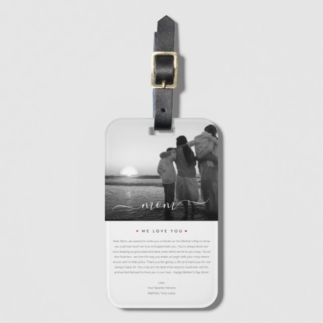 Étiquette À Bagage Moderne Meilleure Maman Jamais Photo Mère célibata (Devant Vertical)