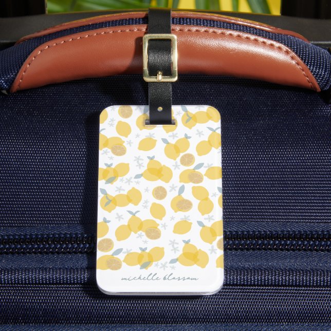 Étiquette À Bagage Moderne Pastel Citrus Lemons Motif Nom personnalis (Insitu Rectoal 2)