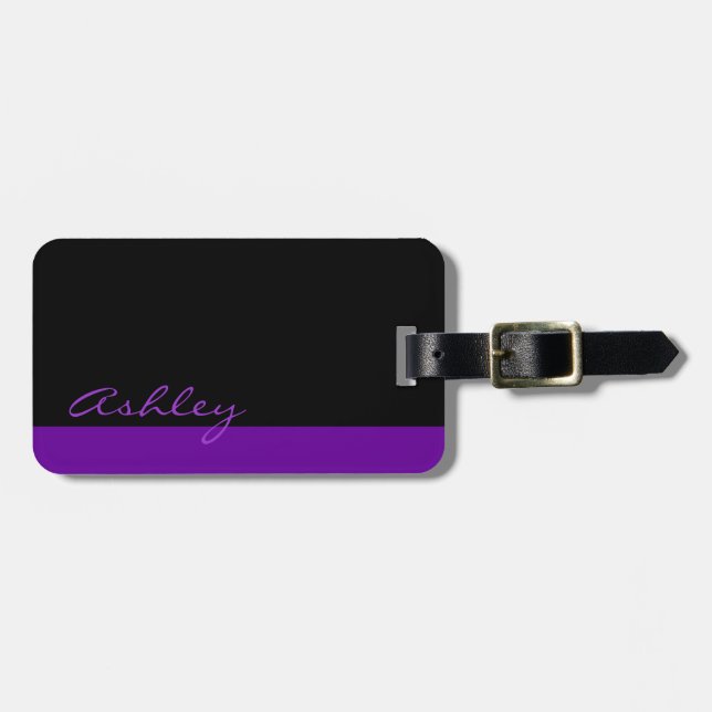 Étiquette À Bagage Moderne personnalisé 519 violet (Devant horizontal)