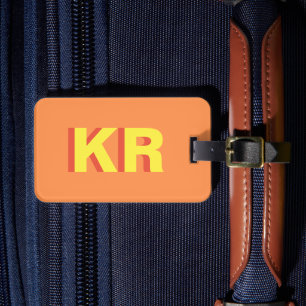 Étiquette À Bagage Moderne tendance Shadow Monogramme Orange Personna
