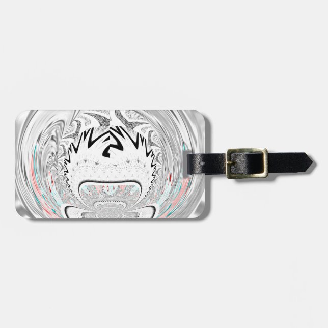 Étiquette À Bagage Moderne Urban Ash Gris Flora Abstrait Motif Art (Devant horizontal)