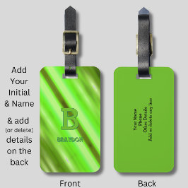 Étiquette À Bagage Modifier le nom d'ajout initial Soft Green Olive S