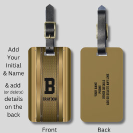 Étiquette À Bagage Modifier le nom initial Ajouter le nom Brown Tan B