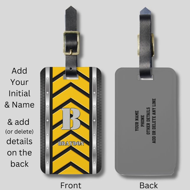 Étiquette À Bagage Modifier le nom initial Ajouter le nom Flèches d'a (Créateur téléchargé)