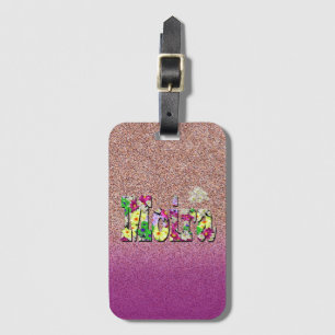 Étiquette À Bagage Moira, Dames Nom Sur Texture Rose,