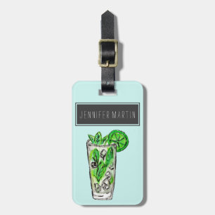 Étiquette À Bagage Mojito en bon état en cocktail d'aquarelle d'été