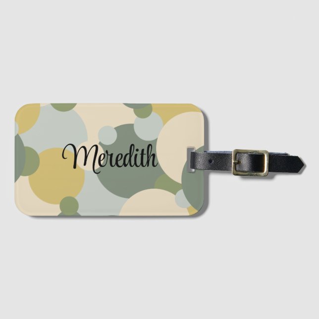 Étiquette À Bagage Molécules vert-jaune personnalisées étiquette de b (Devant Horizontal)