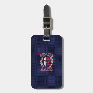 Étiquette À Bagage Molon Labe Spartan Warrior Carbon Fiber Chrome