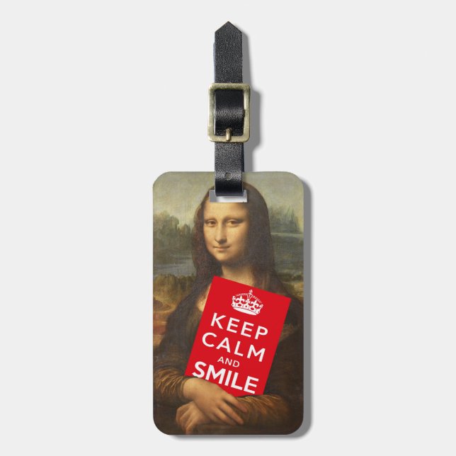 Étiquette À Bagage Mona Lisa Dit Garder Le Calme Et Le Sourire (Devant Vertical)