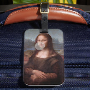Étiquette À Bagage Mona Lisa souffle de bulle grise gomme