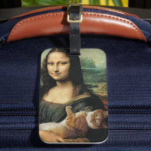 Étiquette À Bagage Mona Lisa tient un chat