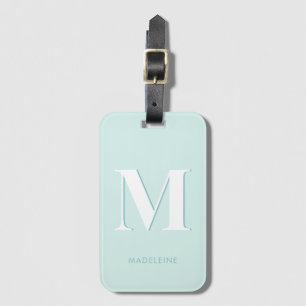 Étiquette À Bagage Monnaie de typographie moderne Turquoise Monograph