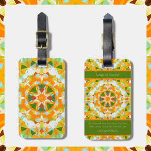 Étiquette À Bagage Monogram Bright Orange Green Magic Star Girl
