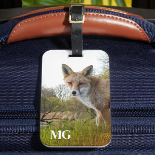 Étiquette À Bagage Monogram Red Fox Faune et nature