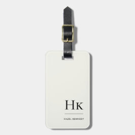 Étiquette À Bagage Monogram Simple Modern Elegant Ivory White Classic