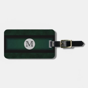 Étiquette À Bagage Monogramed en cuir vert