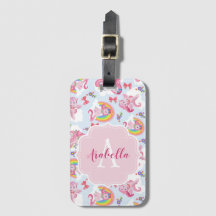 Monogramme à arc-en-ciel de fille rose magique
