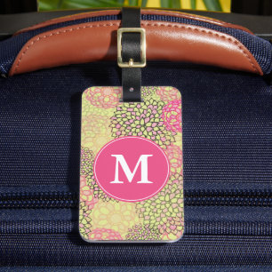 Étiquette À Bagage Monogramme à motifs floraux tendance moderne