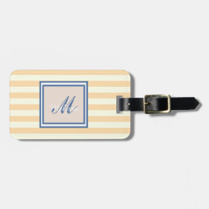 Étiquette À Bagage Monogramme à rayures mignonnes personnalisé