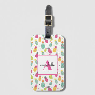 Étiquette À Bagage Monogramme Ananas tropical Motif personnalisé
