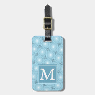 Étiquette À Bagage Monogramme ange bleu cercles motif