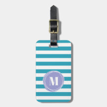 Monogramme Aqua Blue Stripes