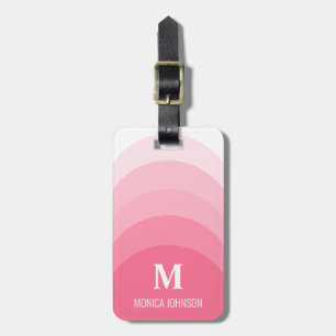 Étiquette À Bagage Monogramme arc-en-ciel Nom personnalisé Bande rose