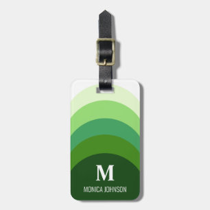 Étiquette À Bagage Monogramme arc-en-ciel Nom personnalisé Bande vert
