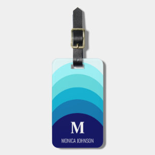 Étiquette À Bagage Monogramme arc-en-ciel Nom personnalisé Bleu de ba