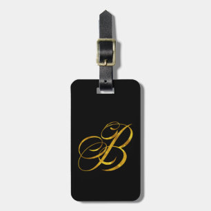 Étiquette À Bagage Monogramme B Faux Gold Foil Monogrammes initiaux