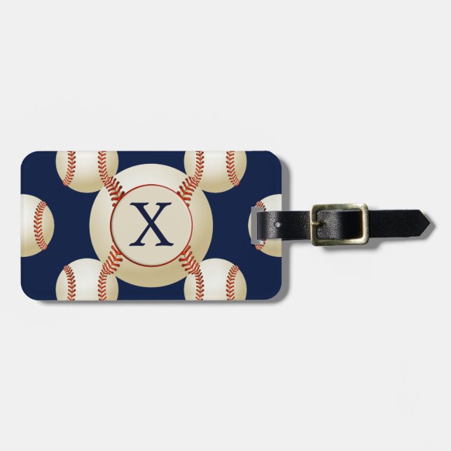 Étiquette À Bagage Monogramme Baseball Balls motif sportif (Devant horizontal)