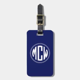 Étiquette À Bagage Monogramme blanc bleu marine do-it-yourself BG