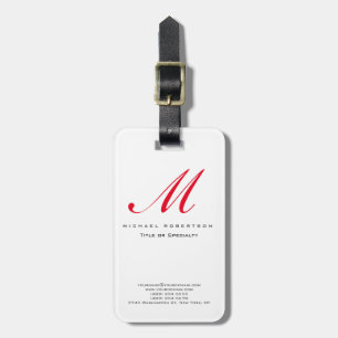 Étiquette À Bagage Monogramme blanc rouge unique Carte de visite Chub
