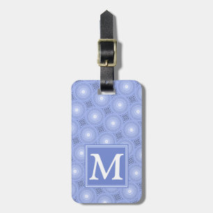Étiquette À Bagage Monogramme bleu cercles motif