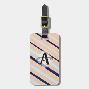 Étiquette À Bagage Monogramme bleu marine rose