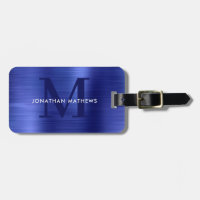 Monogramme bleu métallique brossé moderne