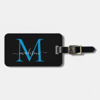 Monogramme bleu océan noir Nom du script élégant