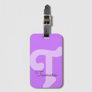 Étiquette À Bagage Monogramme brillant Neon initial violet